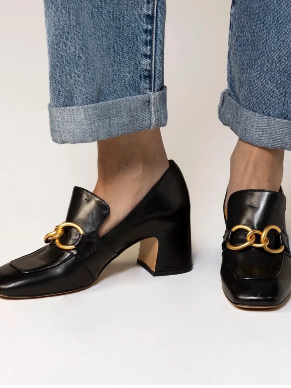 Mara Bini PERLA ITALIAN LEATHER HEELED LOAFER 39 US 9 womens